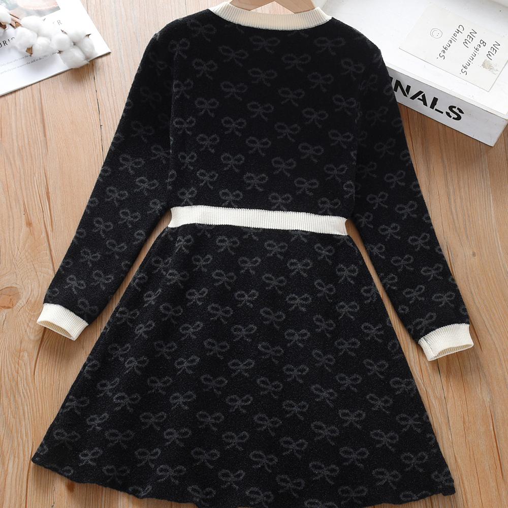 Girls Knitted Dresses 2024 New Sweater Dress Kids Fashion Clothing Long Sleeves Casual Dress Children Girls Princess Dress