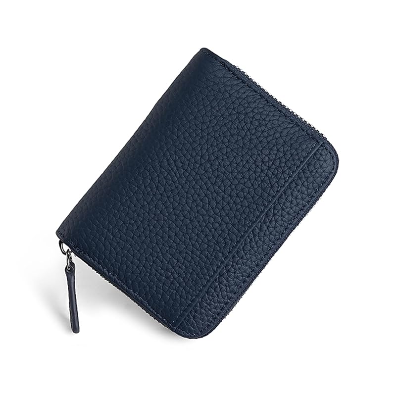 

Valleycomfy mini wallet bi-fold I don t fold bills card case box type coin purse ladies lightweight large capacity coin case leather Unisex (Navy)