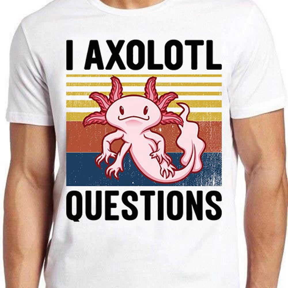 

230GSM 100% Cotton T-Shirt You Axolotl Questions Retro 90s Gamer Gaming Best Seller Funny Meme Men Women Fashion Top Retro Gift Tee T Shirt 1465 XS белый