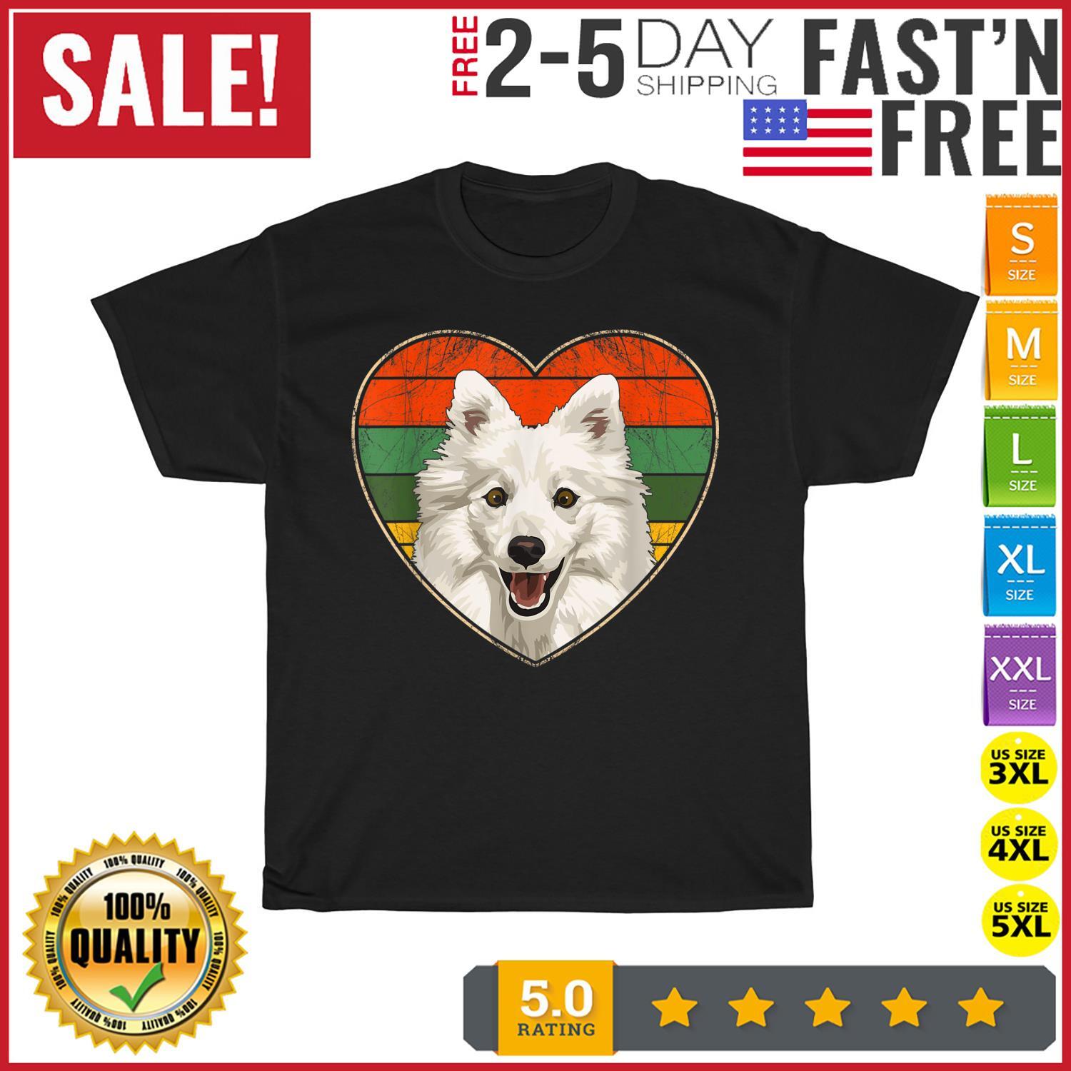 Heart American Eskimo Dog Lover Mom Dad Valentine Father Day T Shirt Mens Womens Tees Top Men Women XL
