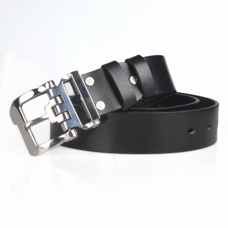Men'S First Layer Cowhide Pin Buckle Belt Stainless Steel Head Men'S Belt 3.8Cm Wide Men'S Belt
