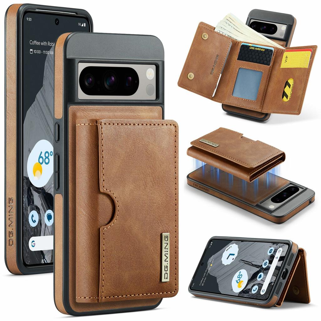 DG.MING M6 Series For Google Pixel 8 Pro Case Magnetic Wallet PU+PC+TPU Phone Cover