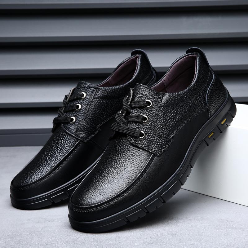 Fashion 2025 Soft Sole Lace-up Luxury Brand Middle-aged Old Man Dad Lightweight Loafers Shoes Men Genuine Leather Casual Shoes