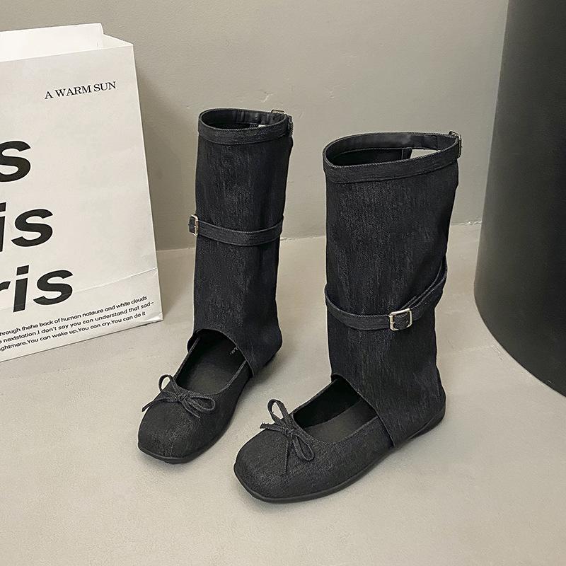 Niche cool boots children's summer new fashion hollow bow ballet Mary Jane thick-soled short boots