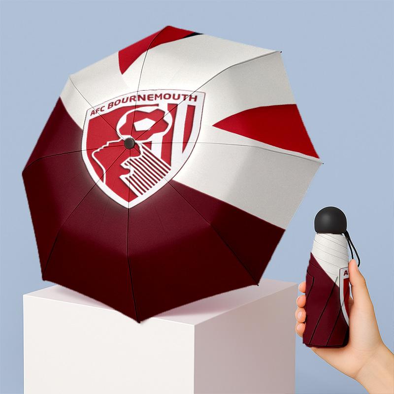 Brentford Football Pattern Printed Mini 5 Folds 8 Ribs Compact Umbrella Windproof Waterproof Lightweight Portable Folding