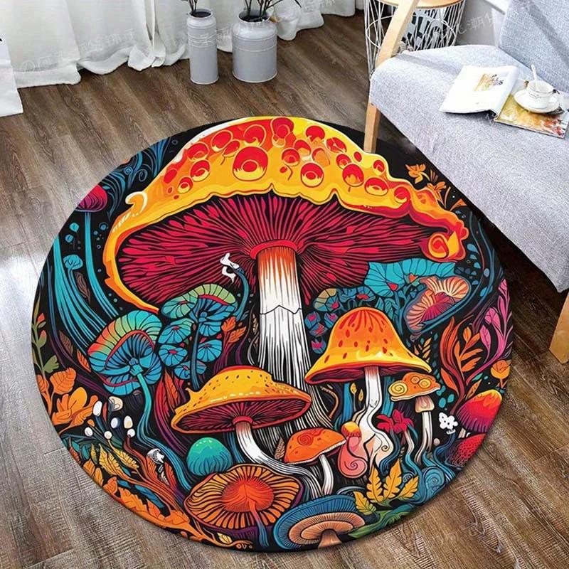 

Cute Mushroom Pattern Round Rug, Soft Washable Non-Slip Mat for Bedroom,Entryway,Balcony & Outdoor Decor, Nature-Inspired Design Diameter 60cm(23in)