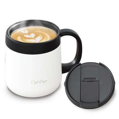 Iris Ohyama Vacuum Insulated with a Keeps Coffee Hot or Perfect Cafe Days Cup/Mug, Slurp-Friendly Mouth, Easy-to-Clean Design, Cold, Temperature,