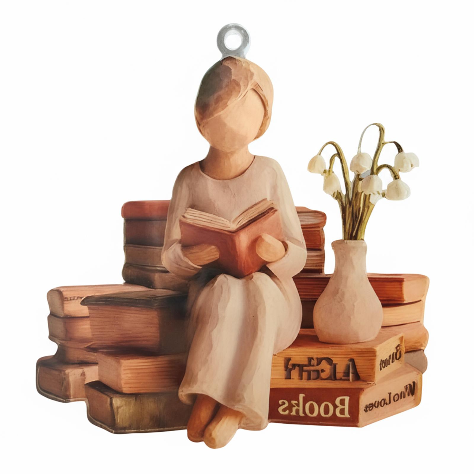 

2D Acrylic Flat Book Lovers Ornament Christmas Ornament Reading Ornament for Women Readers Teachers Book Lovers Gift