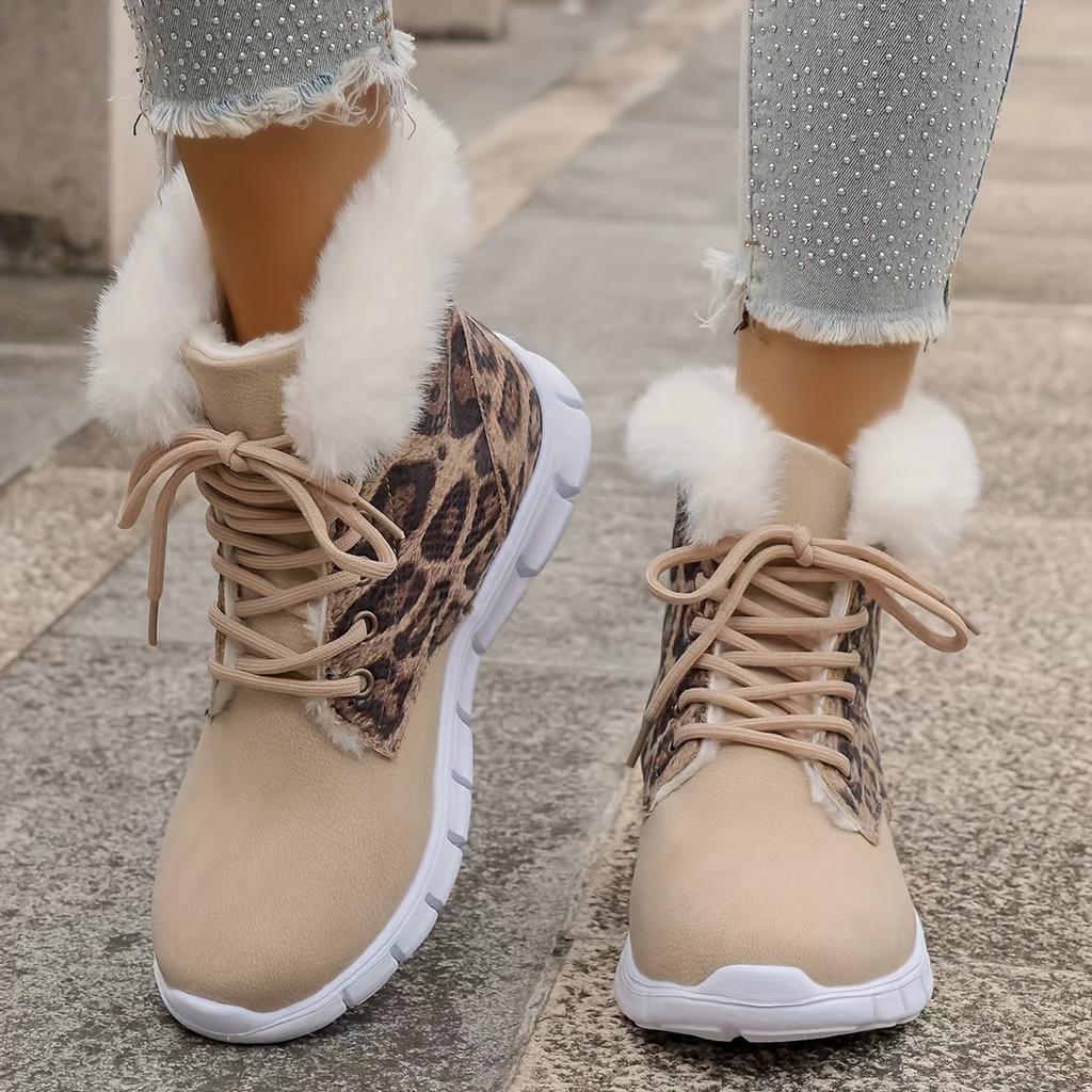Women's Winter Furry Slip-Resistant Platform Sneakers/Boots - Thick Platform Height Increase