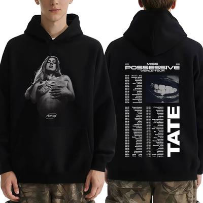 Tate McRae Miss Possessive Tour 2025 Bluza Vintage Męska Damska Estetyczna Wciągana z Długim Rękawem Luźna i Codzienna
