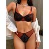 Vintage Splice Sada spodního prádla Sexy Ultratenká Krajka Květiny Výšivka Sada podprsenky Ženy Prodyšné Intimní prádlo Lingerie Francouzská Romantická