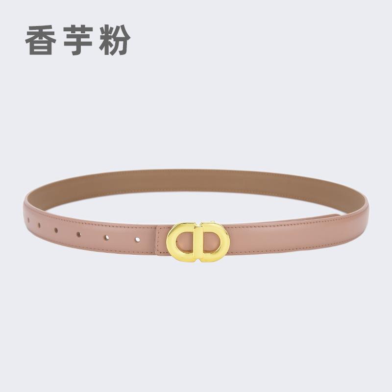Ladies Belt Letter Alloy Buckle Simple Decorative Belt Leather Student Daily Casual Wear