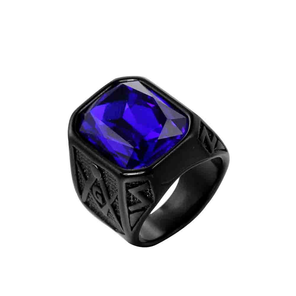 Trendy Gold Plated Titanium Ring with Colorful Gems Punk Style Stainless Steel Jewelry