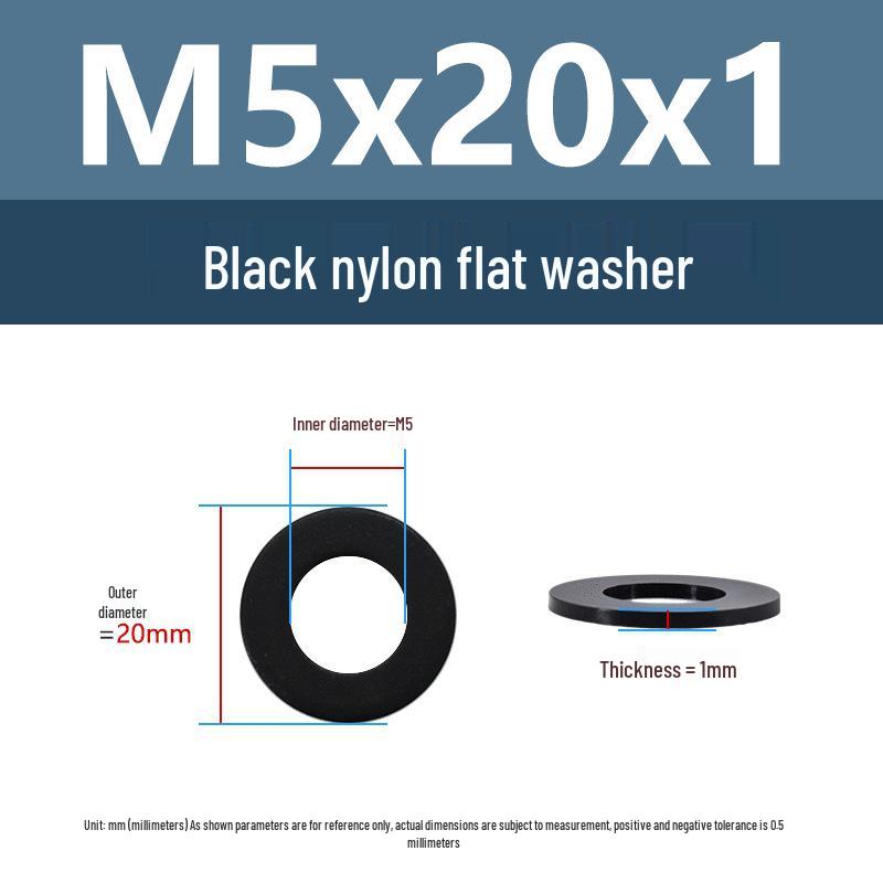 Yigu High-Temperature Insulated Black Nylon Flat Washer (M2, M3, M10, M16, M24)