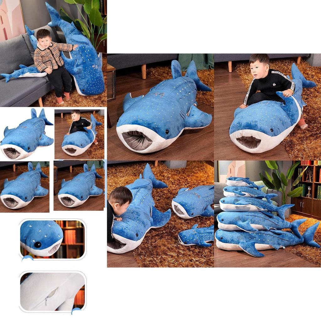 Large Blue Whale Plush Toy Super Soft Stuffed Animal For Children Cartoon Shark Whale Cushion