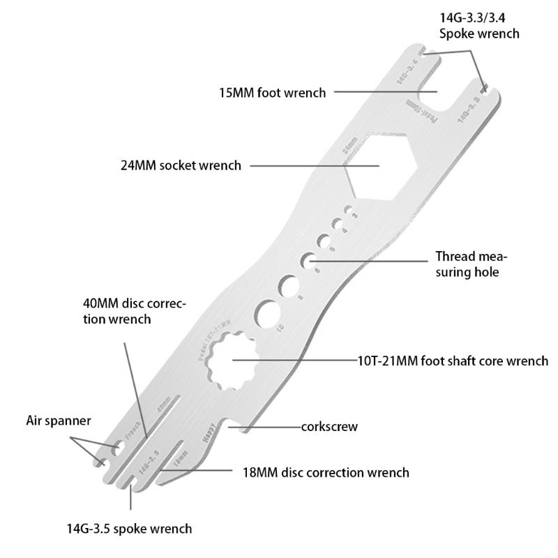 Bicycles Multitool for Maintenance and Repairs, Stainless Steels Multifunctional Bikes Wrench Bicycles Maintenance Tool