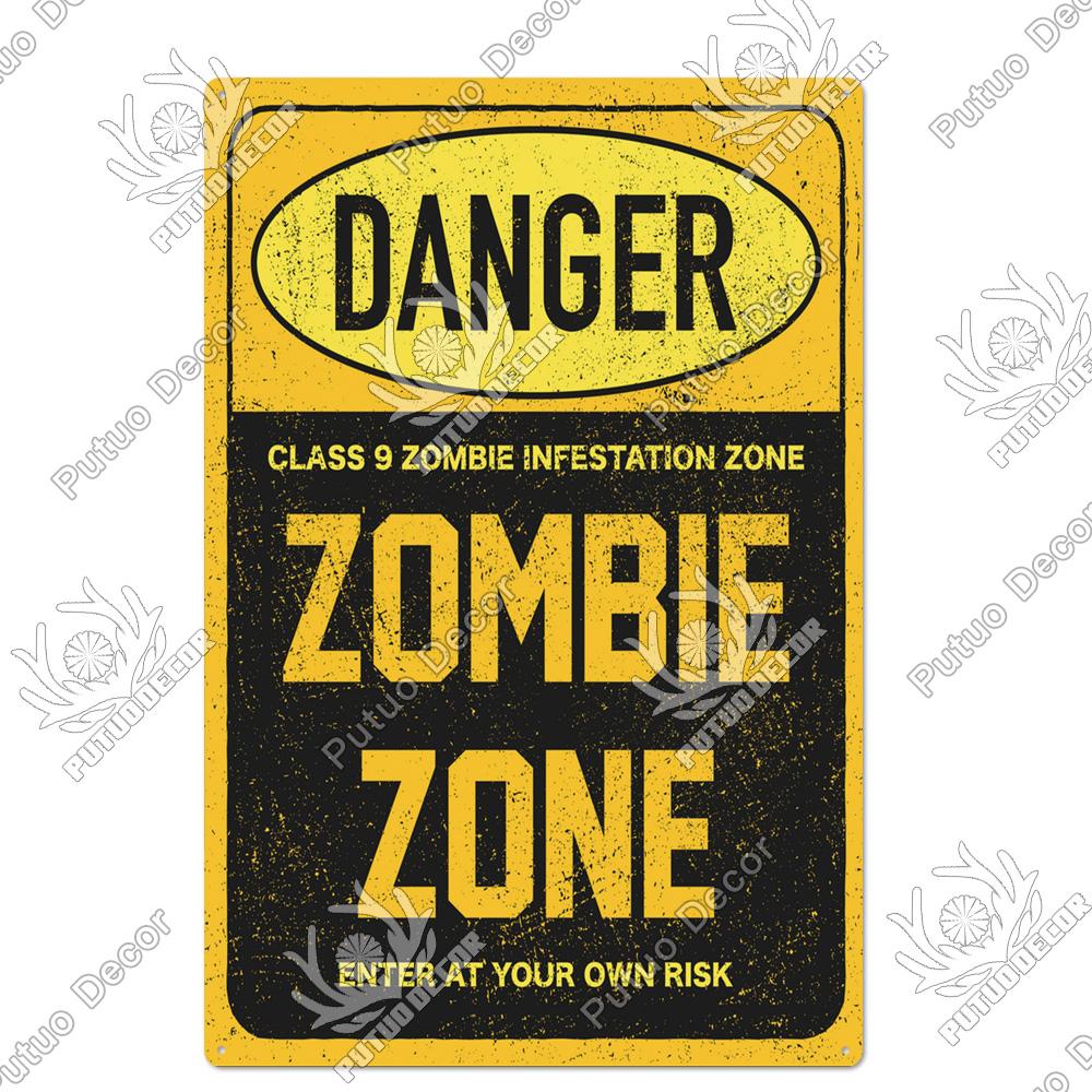Decor Zombie Vintage Tin Sign Plaque Metal Plate Retro Posters Wall Decor for Bar Pub Club Man Cave Art Painting