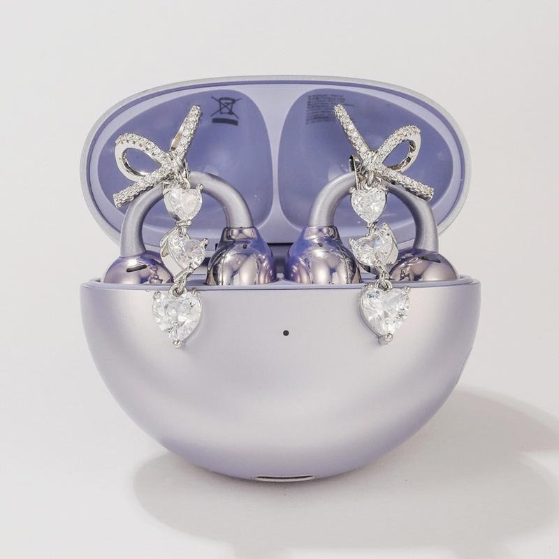 Elegant Butterfly And Heart Ear Clip Jewelry For Freeclip 1 2 Wireless Headphones Quality Alloy Clip On Charm Decoration