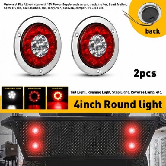 4-дюймовые Красные+Белые Круглые 16- светодиодные Стоп-сигналы, Поворотники, Габаритные огни, Стоп-сигналы для Грузовика и Прицепа США