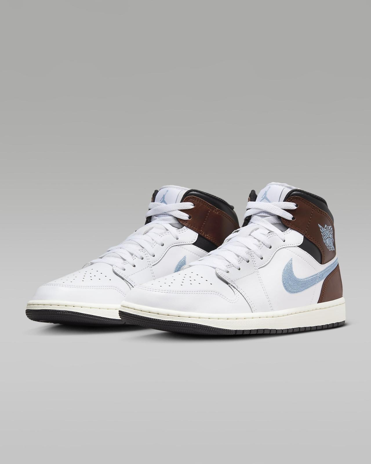FQ7831-142 Nike Air Jordan 1 Mid SE Белый Черный Парусный Синий Серый (Мужской) 12