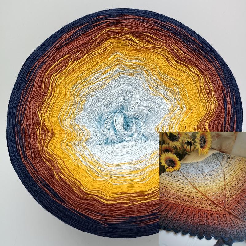 300g Mercerized Cotton Yarn Gradient Color Long Section Dyed Hand Wound Mixed Strand Cake Thread DIY Hand Knitted Shawl Scarf