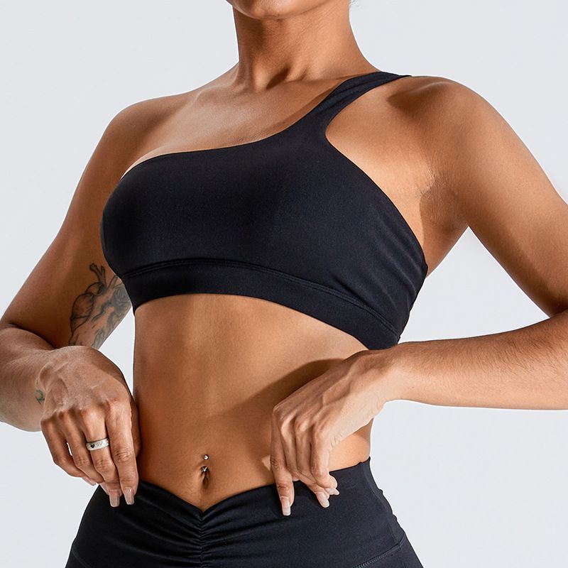 2024 New Arrival Oblique One Shoulder Sports Intimates Naked Women Sense Yoga Bra Quick-Drying Beauty Back Vest Beauty Back Workout Clothes Elastic
