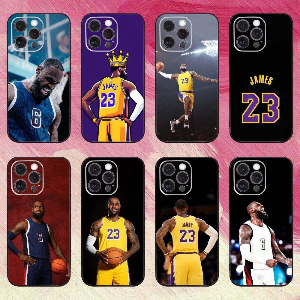 Basketball L-Lebron James 23 Phone Case For iPhone17,16,15,14,13,12,11 Plus,Pro Max Soft Black Cover