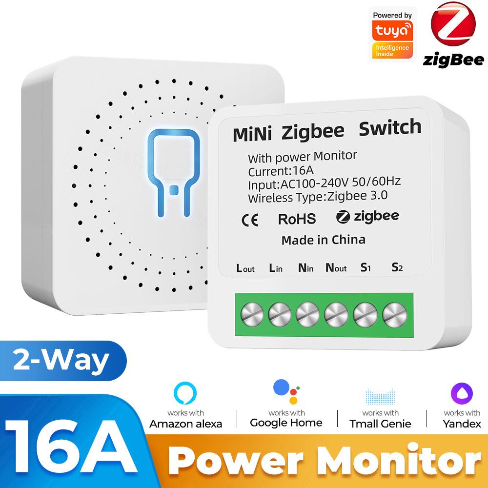 

1/2 Gang Zigbee Smart Switch with Power Energy Monitor Tuya Wireless Home Appliance Relay Module for Alexa Google Zigbee Hub
