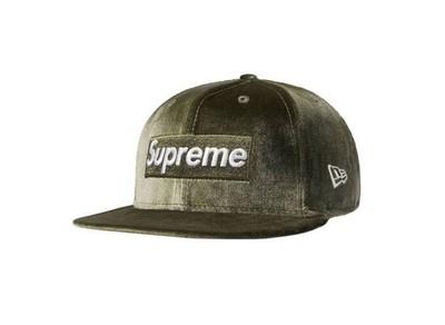 Supreme Velour Box Logo New Era Olive 7 5/8