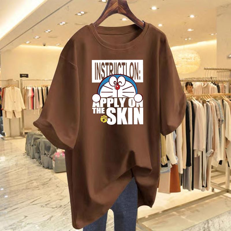 

Summer new cotton medium and long loose Korean version printed t-shirt white short-sleeved women s top XXXL