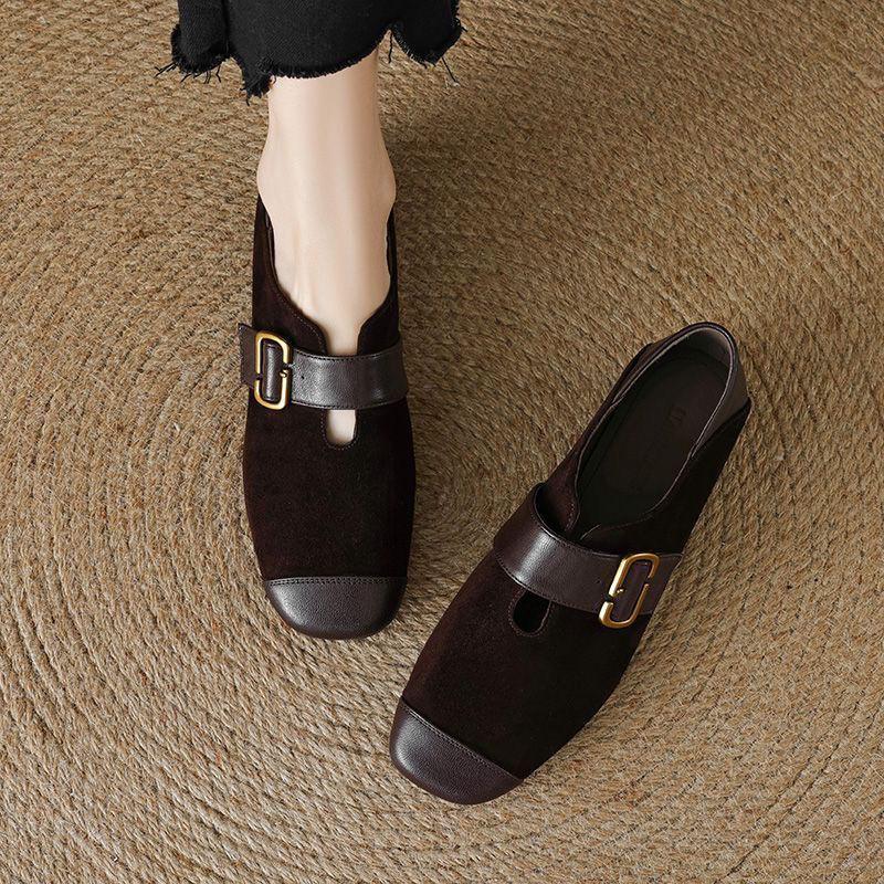 Really soft 2025 Mary single shoes spring and autumn deep mouth retro new matte square head versatile flat heel soft sole leather shoes