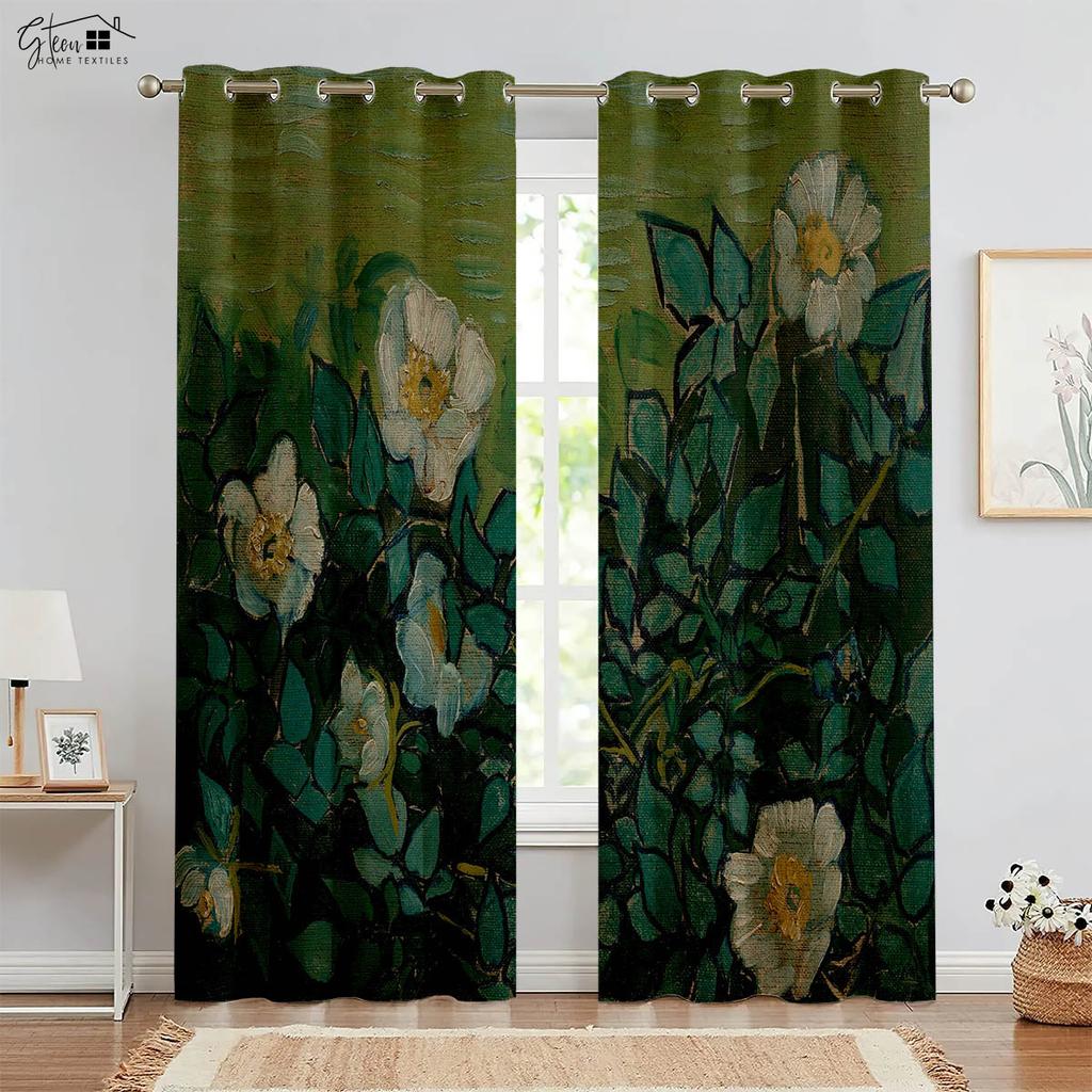 Oil Painting Art Print Curtains High Quality Blackout Heat Insulation Curtains Suitable For Bedroom Living Room Study Curtains
