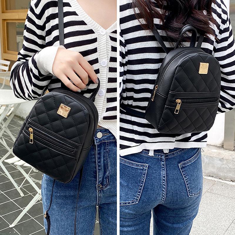 Backpack Women Leisure Pu Small Girls Rucksacks Leisure Zipper Shoulder Bag Knapsack Women Mini School Backpack Traveling Bag
