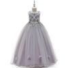 Children's Handmade Beaded Flower Girl Princess Dress with Petal Puffy Skirt