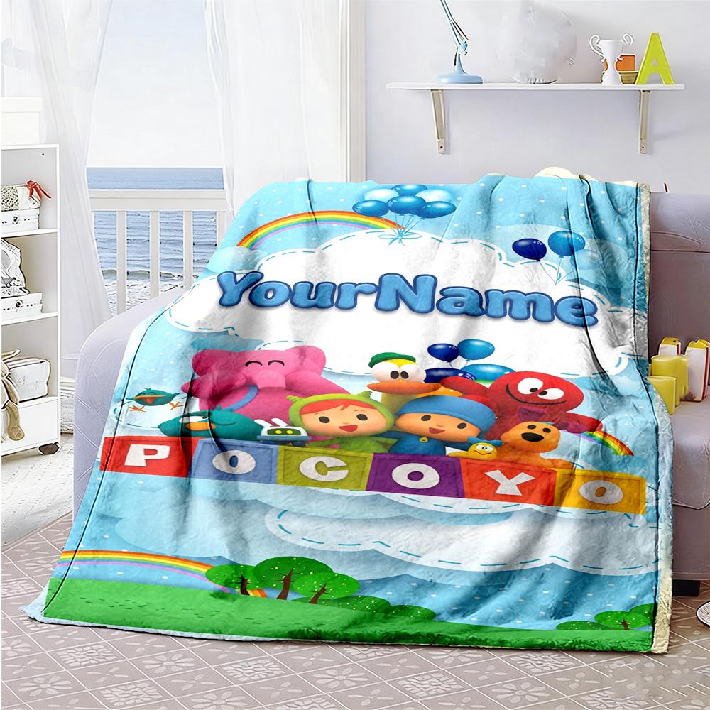 Pocoyo Customize Text Blanket Lightweight Personalized Blanket Durable Comfort Suitable for Seaside Bedding Couch Living Room Four Seasons Multipurpos