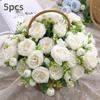 Artificial Flowers Fake Silk White Peonies Used for Home Room Vase Decoration Christmas Wreath Wedding Bouquet Party Accessories