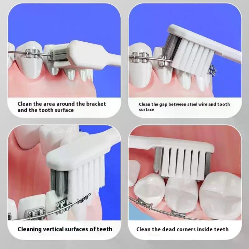 1pcs Toothbrush Clean Braces Dental Tooth Brush Ultra-Fine Soft Bristle Toothbrush Oral Care Removable Folding Storage Design