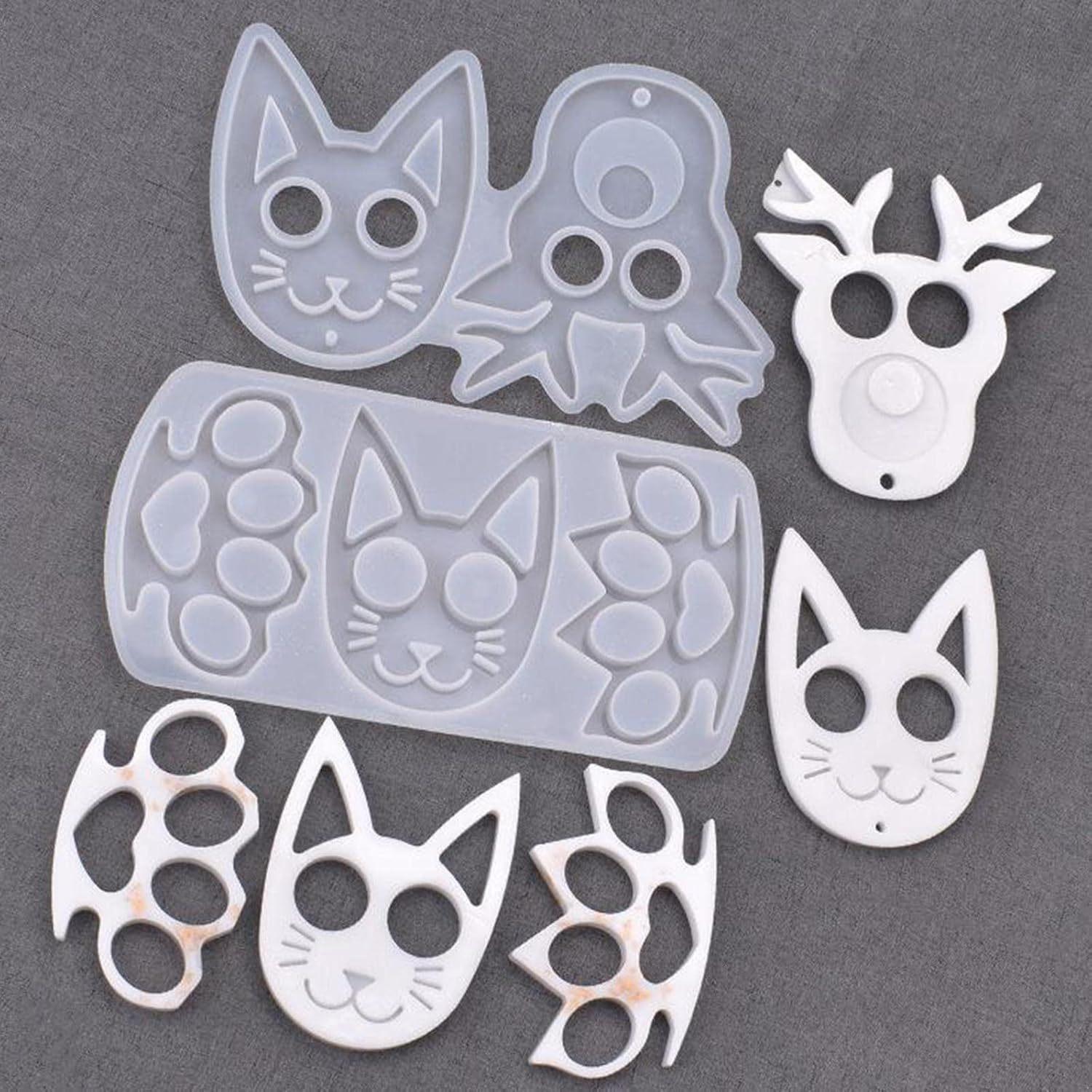 

Transparent Silicone Mold Resin Decoration Process Diy Cat Head Fist Buckle Pendant Self-defense Keychain Mold Epoxy Resin Mold