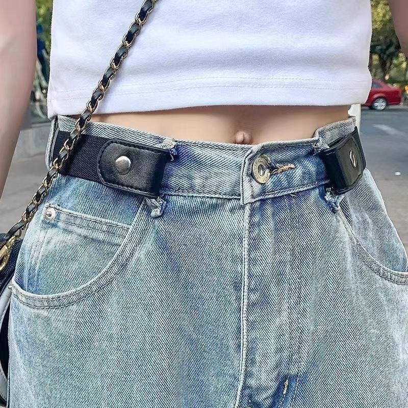 Jednoduchý a módní dámský pásek Elastický líný pánský pás Tkaný Neviditelné a bezešvé Unisex džíny Délka pásku nastavitelná
