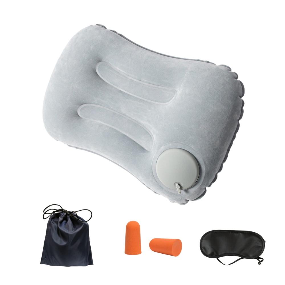 Verstellbares aufblasbares Nackenkissen, Taillenkissen, tragbares aufblasbares Kissen mit Augenmaske, Ohrstöpseln, Handtasche