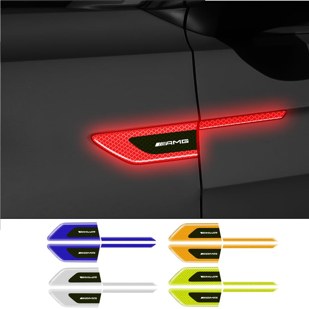 Car Reflective Decor Decal Fender Anti-Scratch Safety Warning Sticker For Mercedes Benz W204 W124 W202 W212 W205 GLA CLA AMG