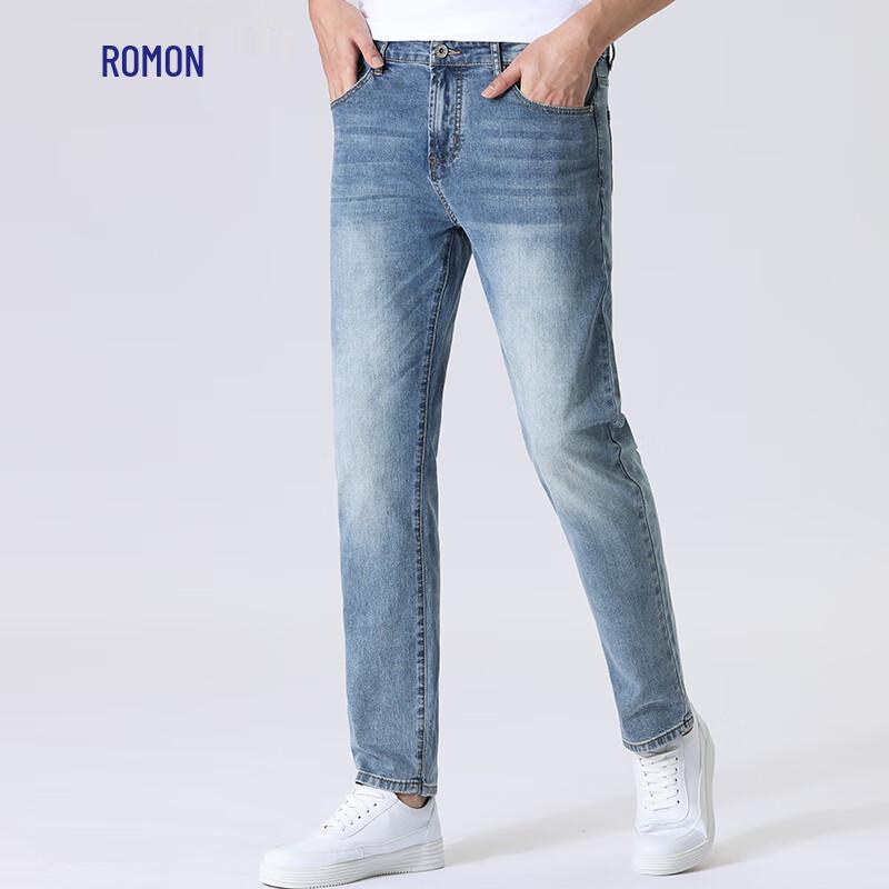 ROMON Men's 95% Combed Cotton Stretch Straight Jeans