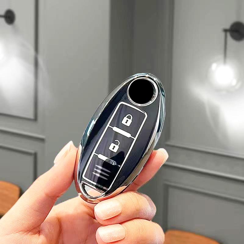 Silver Edge 3 Buttons Car Key Case for Nissan Juke X-trial Qashqai Micra Leaf Note Murano Lafesta Smart Remote Control Cover
