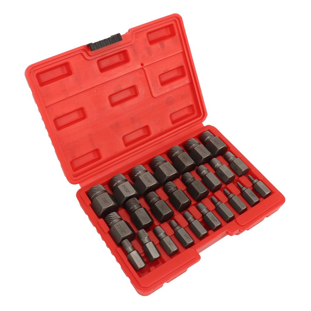 25PCS Screw Extractor Set Efficient Steel Easy Out Multi Spline Bolt Extractor Set for Power and Hand Tools