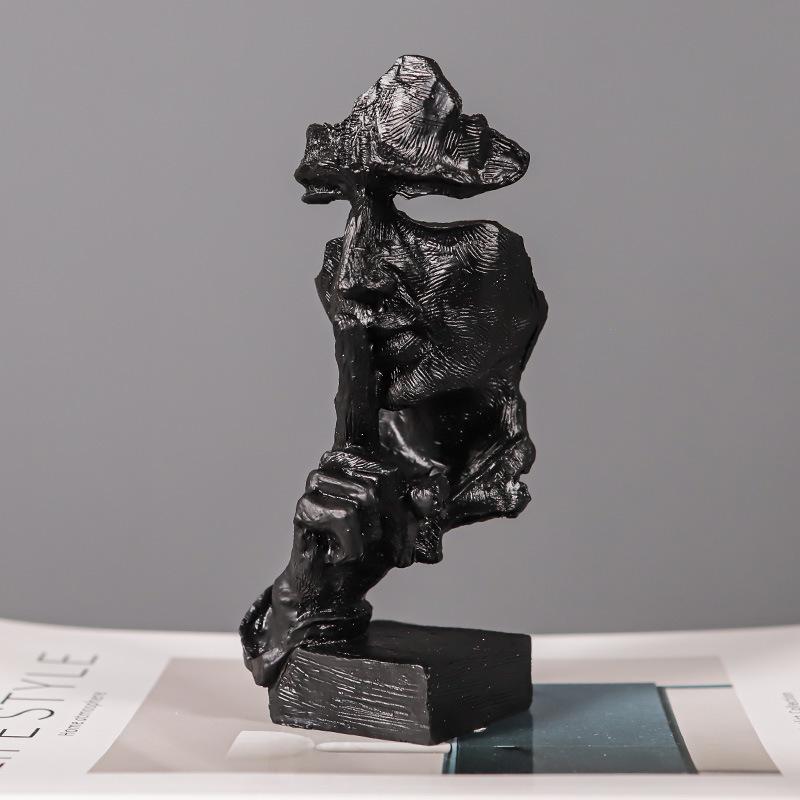 Abstract Art Sculpture Luxury Home Decor Silent Is Gold Statue for Living Room Office Wine Cabinet Entryway Tabletop Decoration
