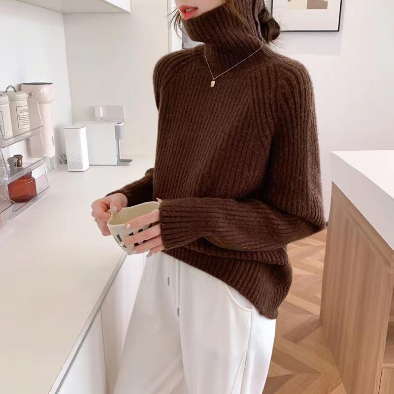 Women's Korean Solid Color Turtleneck Pullover Sweater - 2026 Autumn/Winter Soft Knit Base Layer