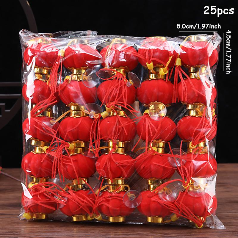 25/30pcs Lantern Hanging Chinese Traditional New Year Pendant Red Lanterns Home Garden Yard Hanger Party Decoration Supply