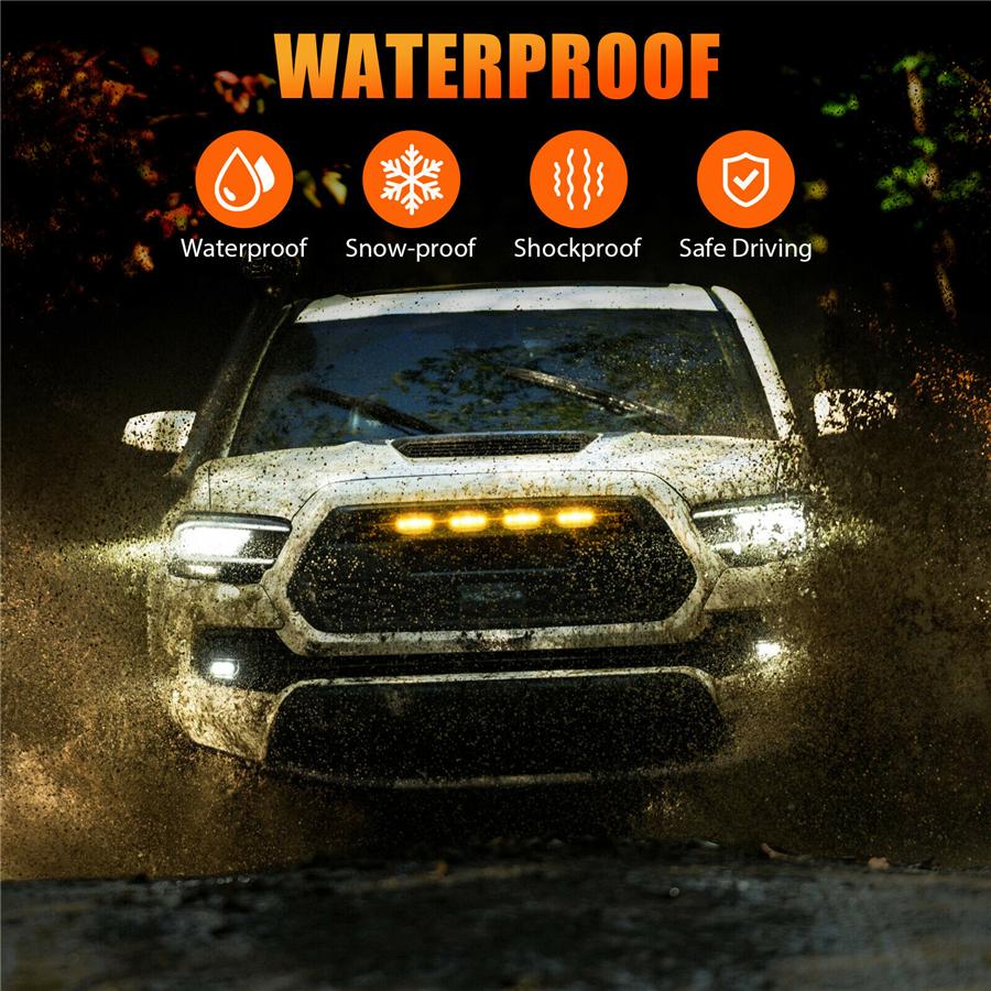 For Raptor Style Smoked Lens Amber 12 LED Front Grille Running Lights For Ford