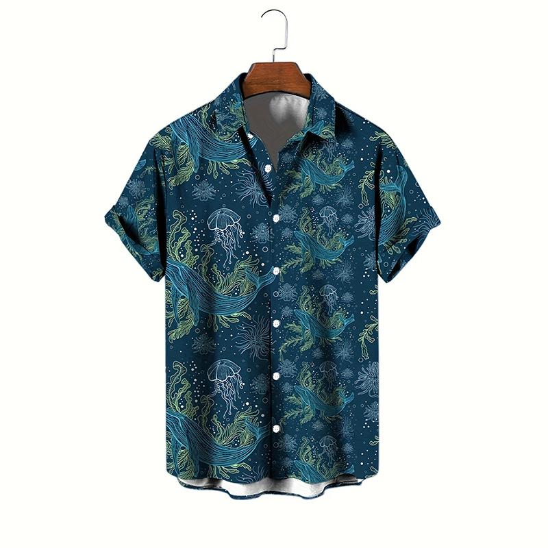 3D Dinosaur Printing Shirts For Men Plants Mushroom Graphic Shirts For Women Children Fashion Hawaiian Top Shorts & Blouses