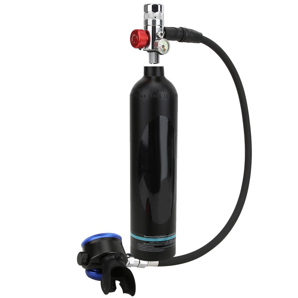 1L Diving Small Cylinder Rebreather with Pure Metal Secondary Breathing Valve Heads Black Diving Equipment